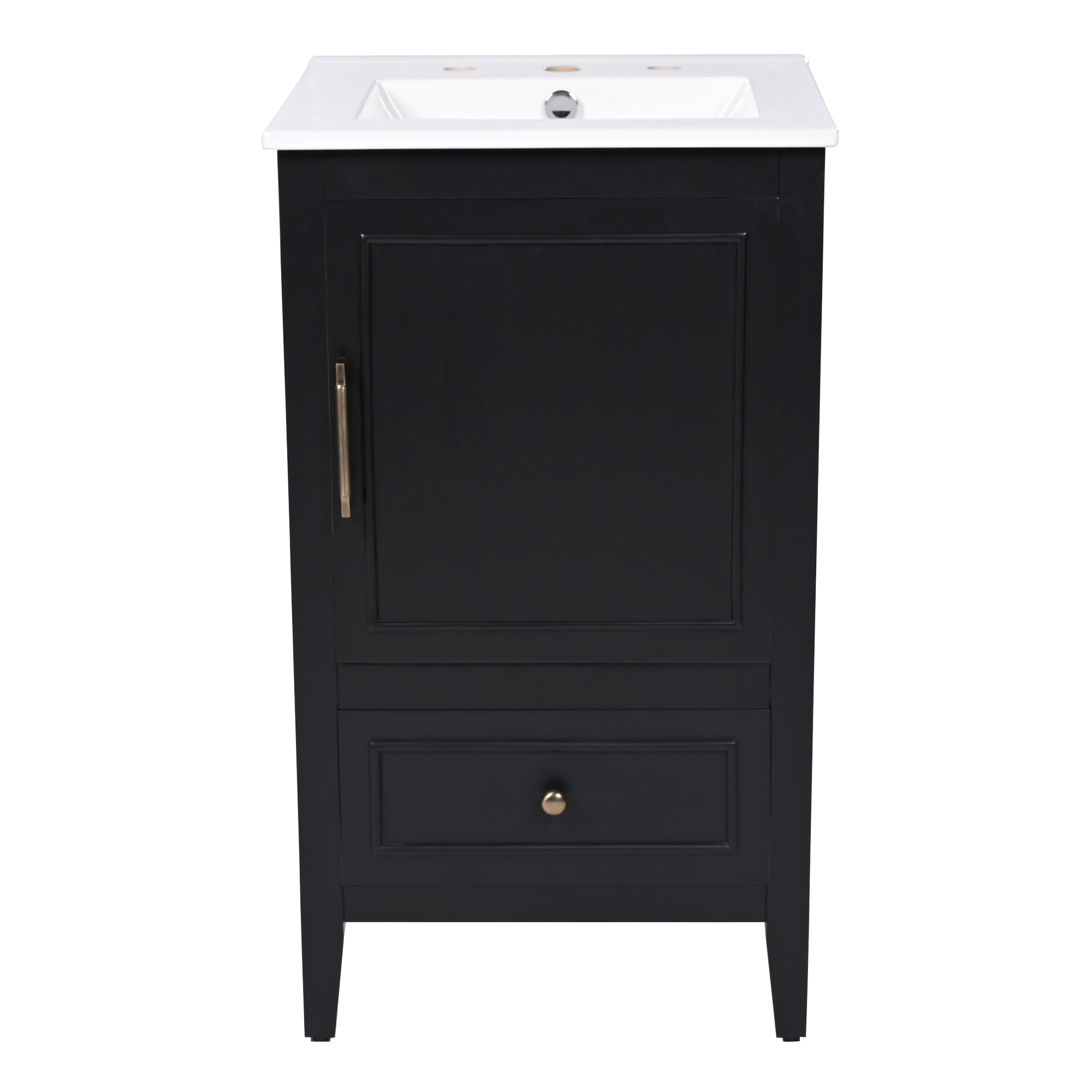 VanityFus 20-in Black Bathroom Vanity Single Sink Combo Ceramic Top 1 Soft Close Door 1 drawer Undermount